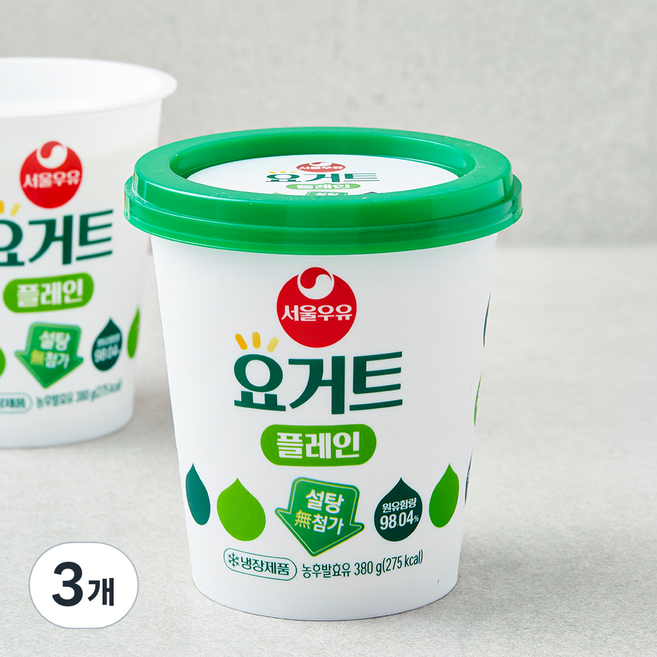 서울우유 요거트 플레인, 380g, 1개입, 3개