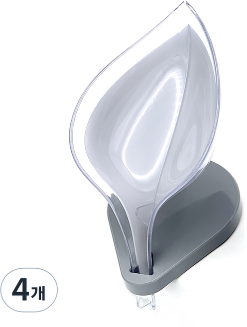 나뭇잎 비누 받침, 그레이, 4개