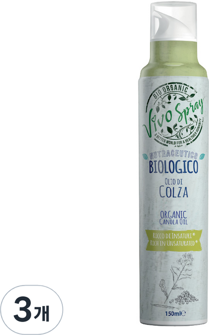 만토바 비보 오가닉 카놀라 오일 스프레이, 150ml, 3개