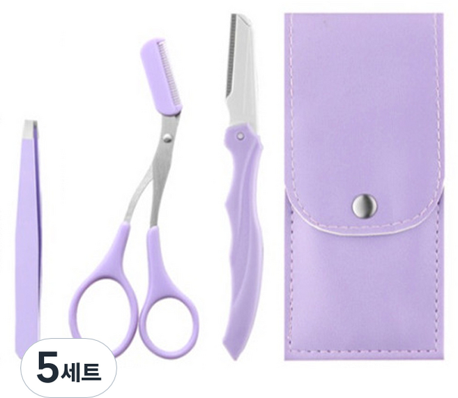 딥톡 눈썹칼 가위 클립 아이브로우 케어 3종 세트 DT0858, 5세트