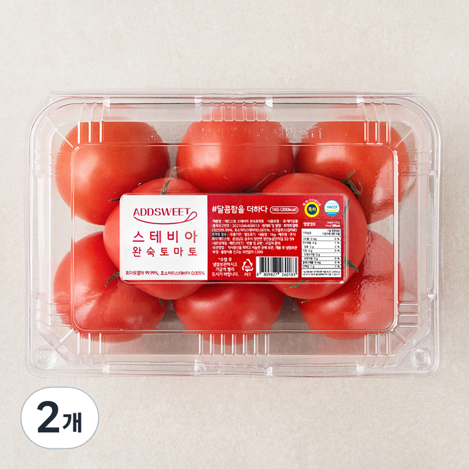 애드스윗 스테비아 완숙 토마토, 1kg, 2팩