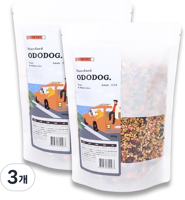 프롬벳 어덜트 강아지 오도독 건조사료, 참치, 1kg, 3개