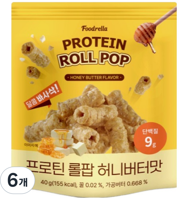 foodrella 蛋白質捲心棒 蜂蜜奶油口味, 6個, 40g