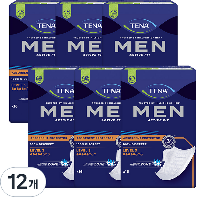 테나 남성용 테나맨 패드 레벨3형 성인기저귀, 16개입, 12개