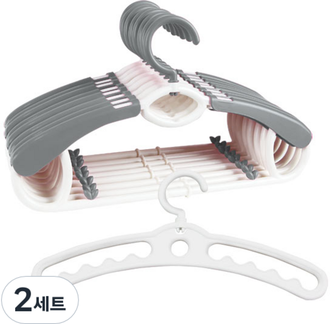 플라팜 착한옷걸이 + 확장형 새싹 옷걸이 9p 세트, 모던 그레이, 2세트