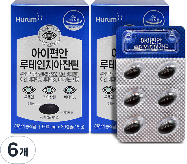 Hurum 葉黃素玉米黃素膠囊, 30顆, 6個