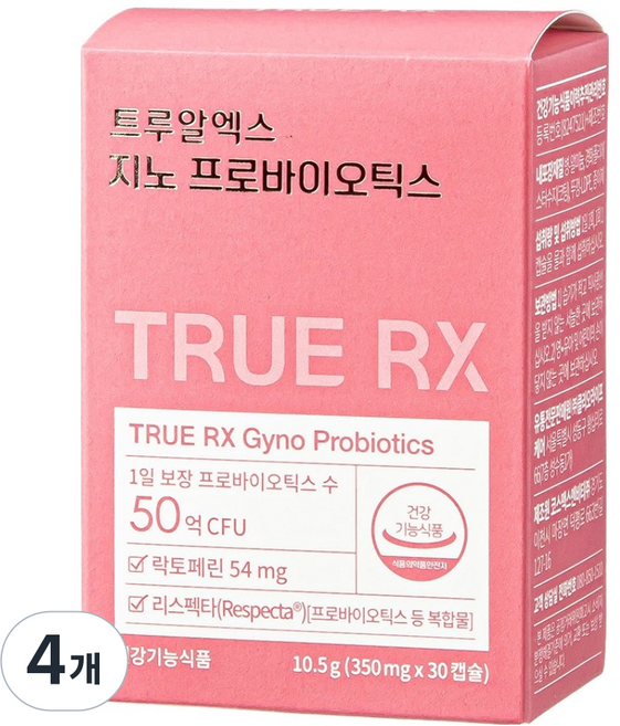 트루알엑스 지노 프로바이오틱스 리스펙타 질 유산균 10.5g, 30정, 4개