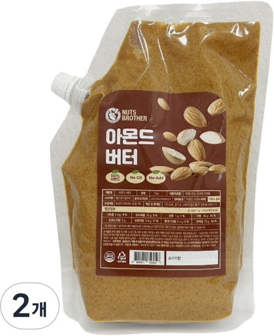 너츠브라더 아몬드 버터, 1kg, 2개