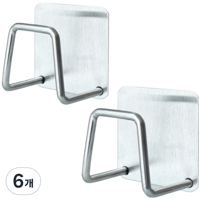 쥬롬 스텐304 접착식 수세미 거치대, 실버, 6개