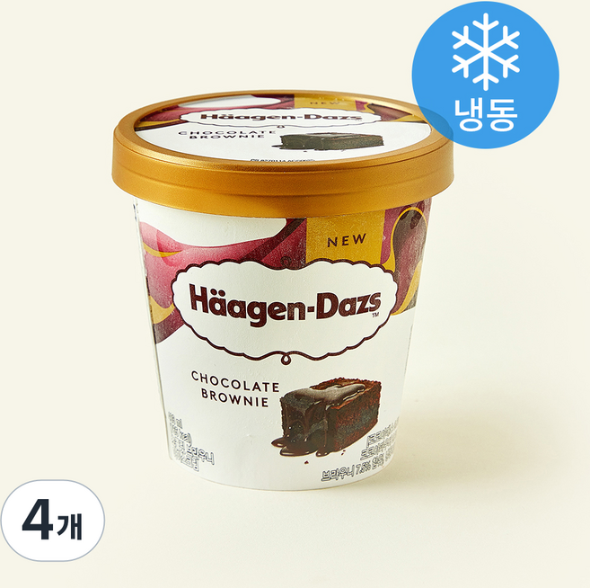 하겐다즈 파인트 초콜릿 브라우니 아이스크림 (냉동), 4개, 1개입, 403ml