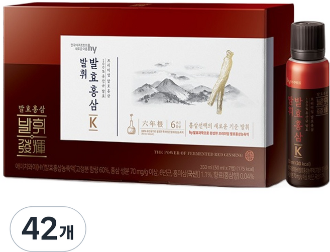 에치와이 발휘 발효홍삼K, 50ml, 42개