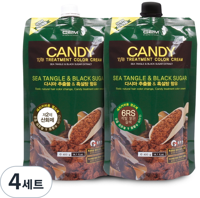 C2M CANDY TS 護髮染髮霜 第1劑 400ml + 第2劑 400ml, 紅棕調亮棕色(6RS), 4個