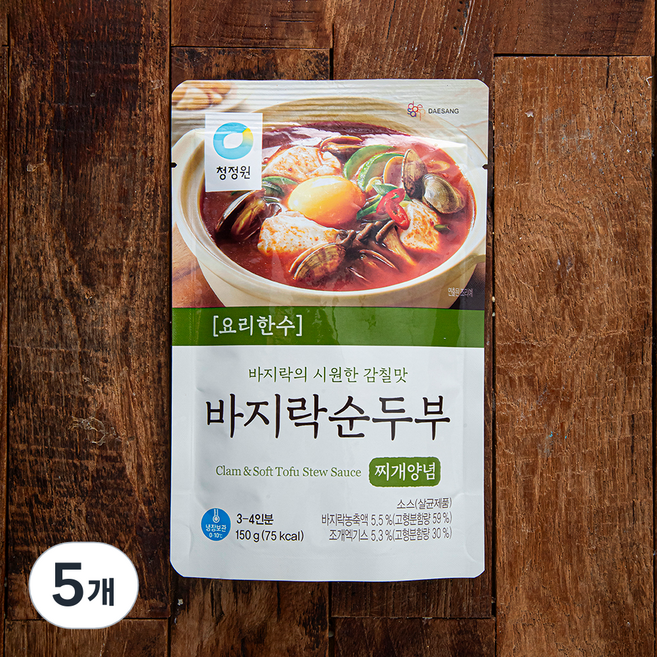 대상 청정원 바지락 순두부찌개 양념, 150g, 5개