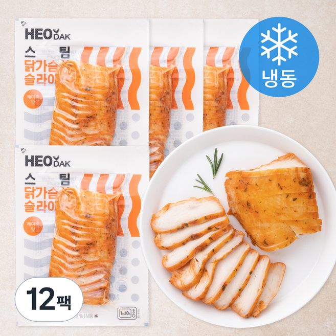 허닭 스팀 닭가슴살 슬라이스 케이준맛 (냉동), 100g, 1개입, 12개