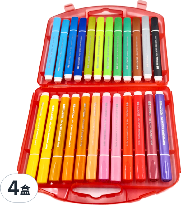 PENROTE 筆樂 柴語錄24色易水洗彩色筆 DPG9058, 粉紅色, 4盒