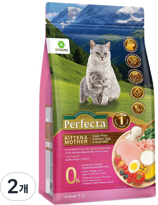 베타그로 전연령 고양이 마더 앤 키튼 신선한 방목닭고기 소화잘되는 사료, 1kg, 2개, 닭