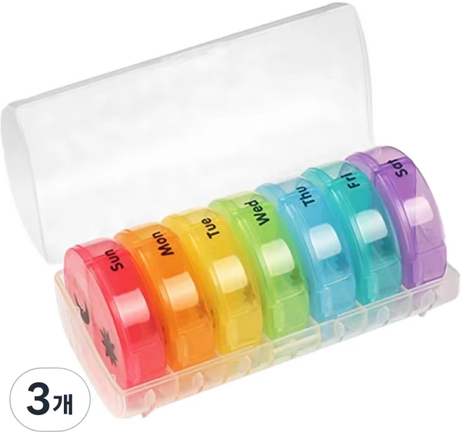DIGIXO 휴대용 7일 알약케이스 보관 정리함 화이트, 3개 - 쿠팡