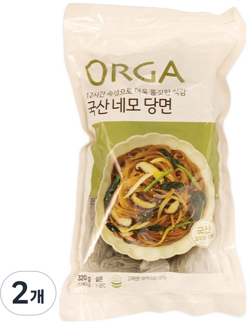 올가홀푸드 국산 네모 당면, 320g, 2개