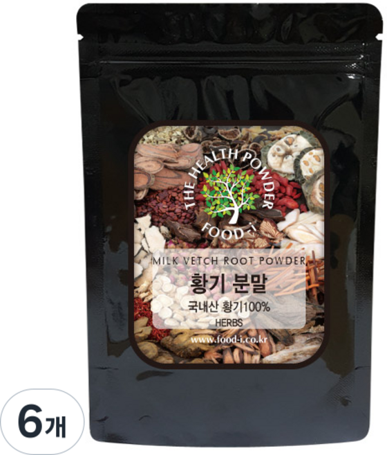 푸드아이 국내산 황기 분말, 6개, 200g