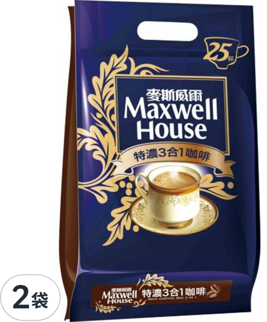 Maxwell House 麥斯威爾 特濃 3合1咖啡, 13g, 25包, 2袋