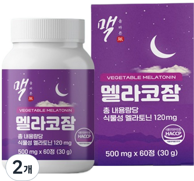 올바른맥 식물성 멜라토닌 멜라코잠 60정, 30g, 2개