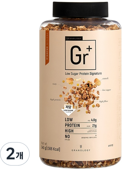 그라놀로지 Gr+ 저당 프로틴 그래놀라 시그니처, 340g, 2개