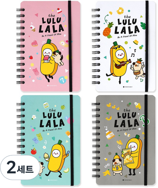 포포팬시 룰루랄라 아이콘 밴드 노트 4종 세트, 민트, 그레이, 화이트, 핑크, 2세트
