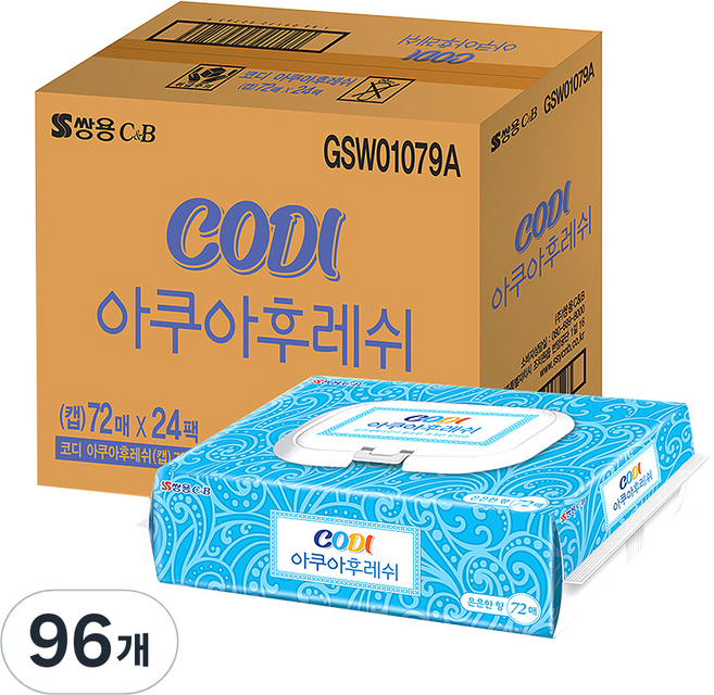 코디 아쿠아후레쉬 물티슈 캡형, 96개