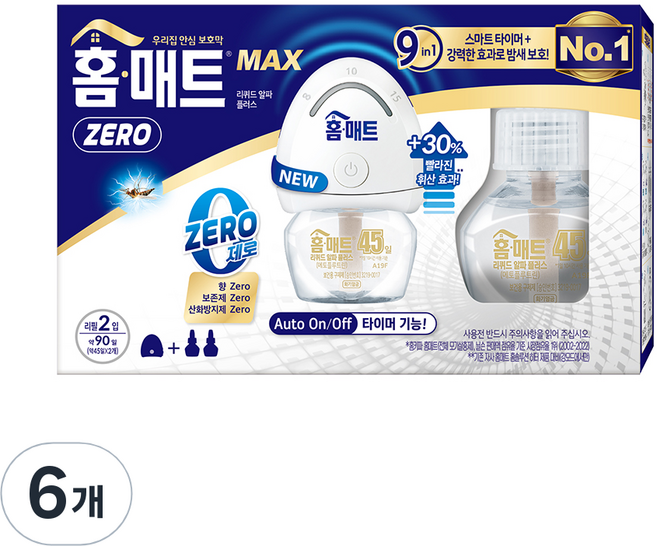 홈매트 리퀴드 알파 플러스 모드형 모기 훈증기 + 리필 2p, 29ml, 6세트