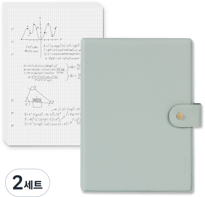 리코즈 A5 6공 아카이브 바인더 + 리필지 100p 세트 3단, 민트, 2세트