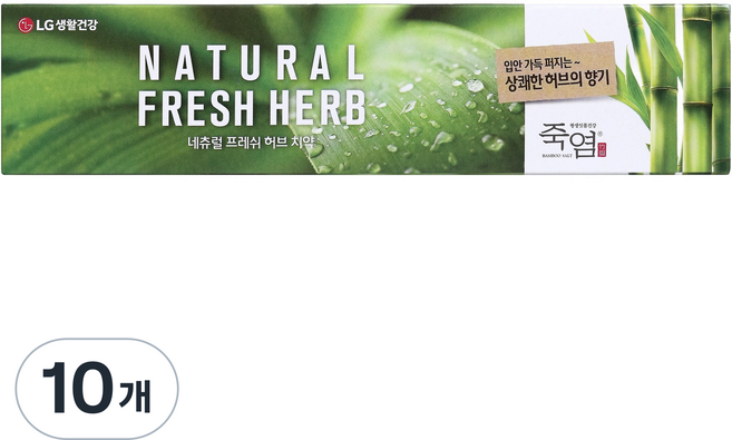 죽염 네츄럴 프레쉬 허브 치약, 160g, 10개