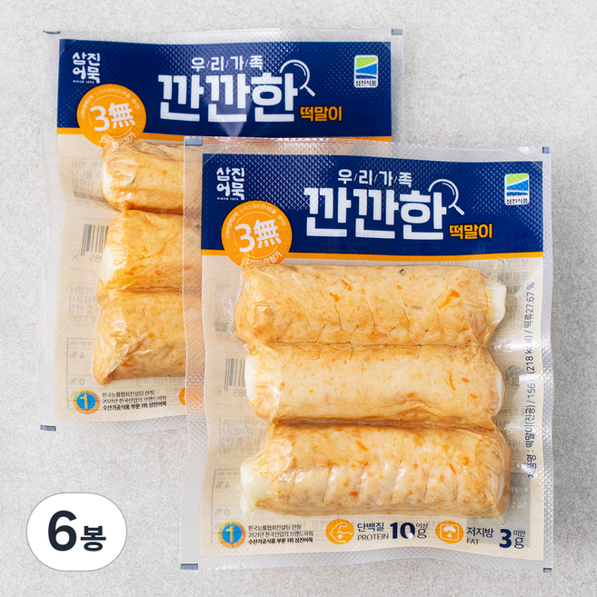 삼진어묵 깐깐한 떡말이 3개입, 156g, 6봉