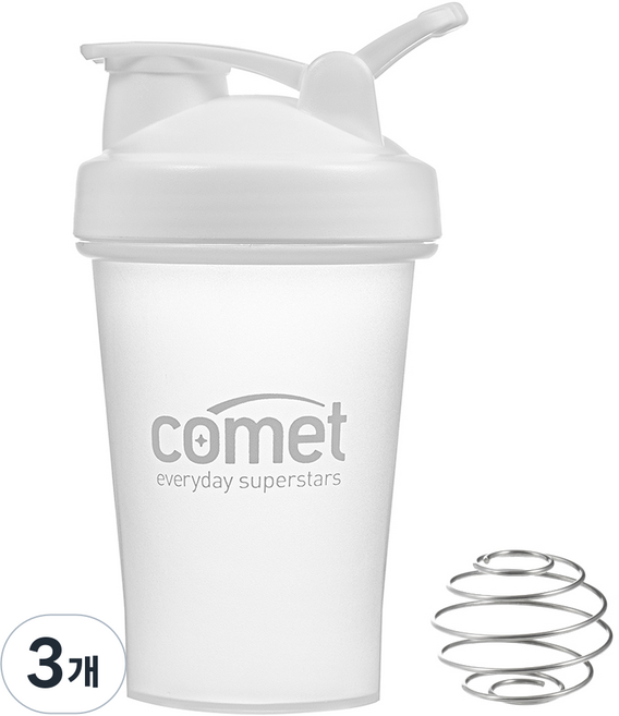 코멧 스포츠 컴팩트 쉐이커 보틀, 화이트, 600ml, 3개
