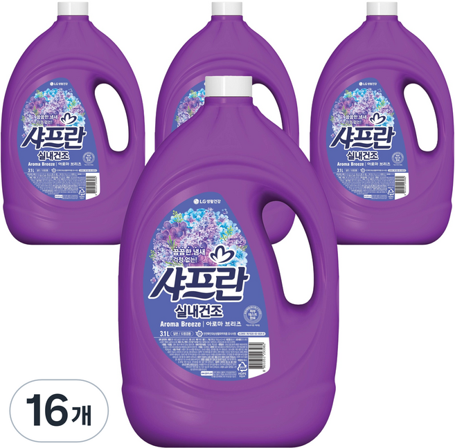 샤프란 실내건조 섬유유연제 아로마브리즈 본품, 3.1L, 16개