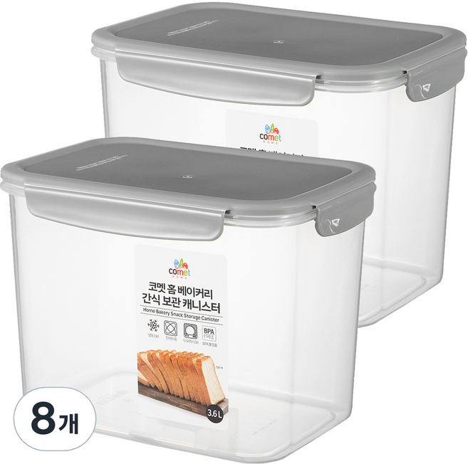 코멧 홈 국내생산 베이커리 간식 보관 캐니스터 2개 세트, 8개