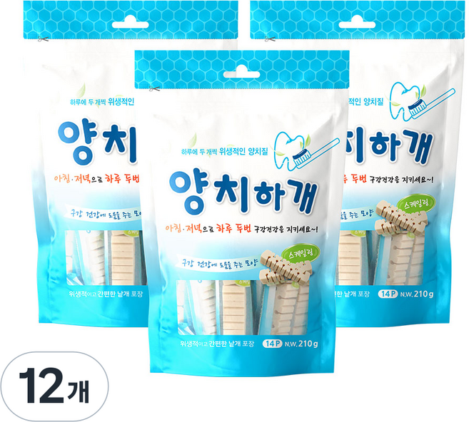 양치하개 강아지 덴탈껌 14p, 210g, 12개