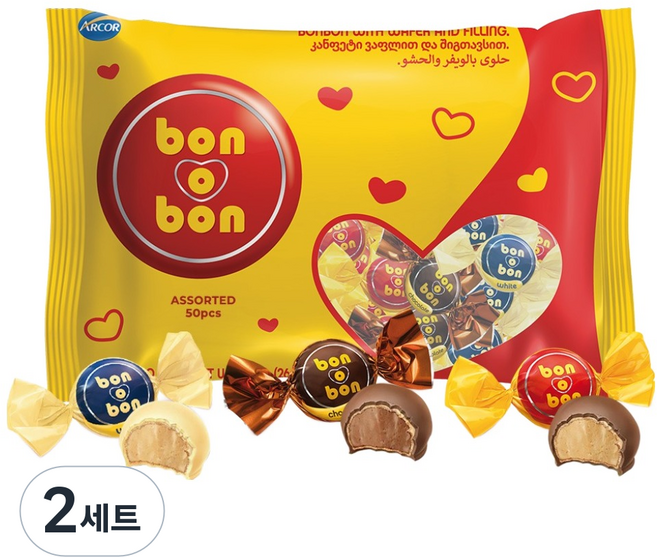 본오본 어쏘티드 초콜릿 3종 x 50p 세트, 750g, 2개