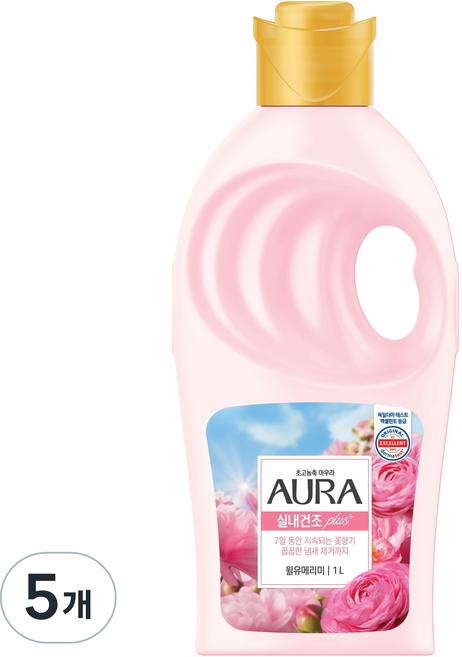 아우라 초고농축 섬유유연제 윌 유 메리 미 본품, 1L, 5개