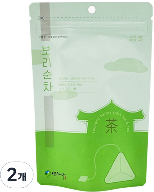 YOUNOO TEA 大麥嫩葉茶包, 2個, 20入, 1g