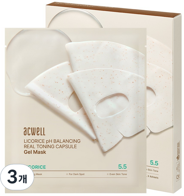 아크웰 감초수 피에이치 밸런싱 리얼 토닝 캡슐 겔 마스크, 3개, 4개입