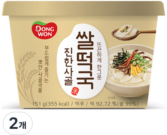 동원 진한사골 컵 쌀떡국, 151g, 2개