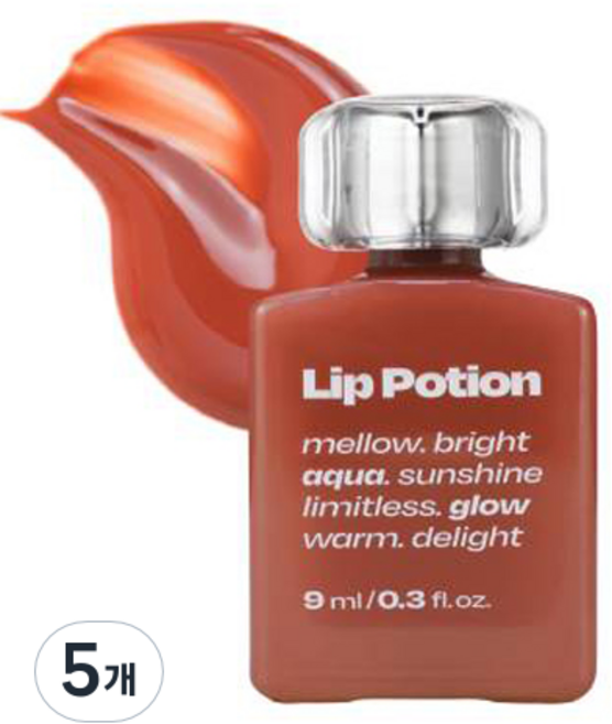 얼터너티브스테레오 립 포션 아쿠아 글로우 캔딜리셔스 립틴트, 09 코코 밀크, 5개