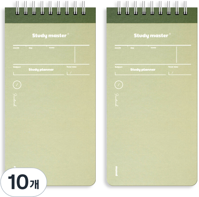 뮤니드 잇 스프링 만년 상철 100일 스터디 플래너 노트, 카키, 10개