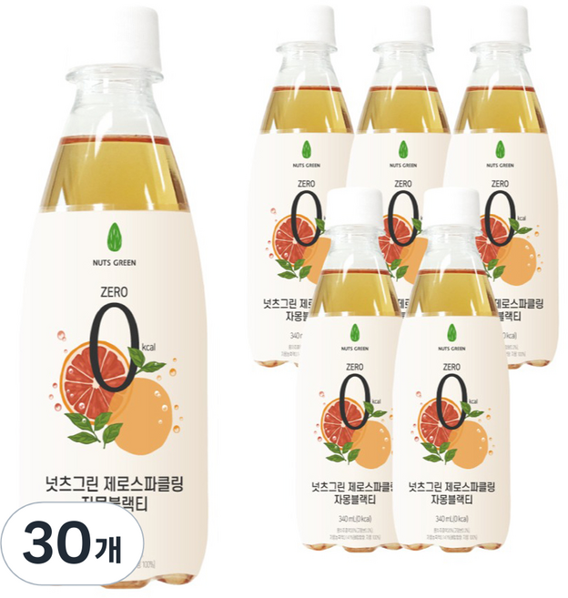 넛츠그린 제로스파클링 자몽블랙티, 340ml, 30개