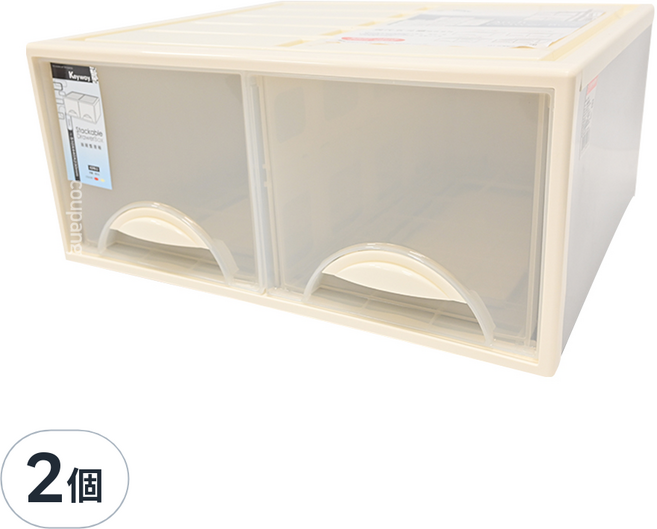 KEYWAY 聯府 抽屜整理箱 K098-2 32L, 米色, 2個