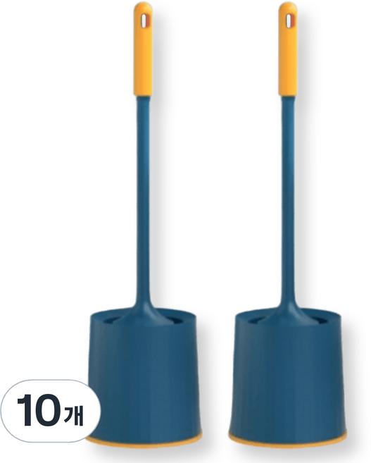 소르트잇 스탠드형 변기솔 원형 욕실 화장실 청소솔, 네이비옐로우, 10개
