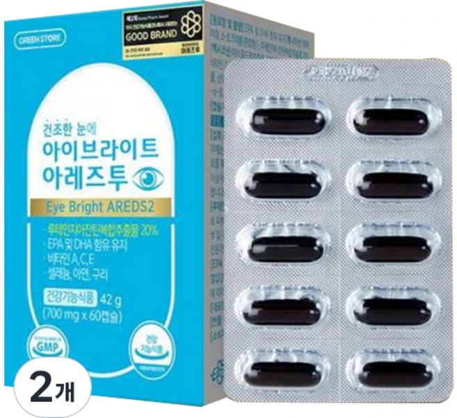 그린스토어 아이브라이트 아레즈투, 60정, 2개 - 쿠팡