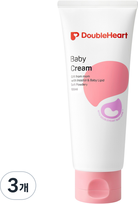 더블하트 베이비 크림 소프트 파우더리, 100ml, 3개