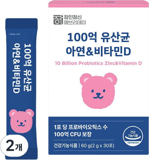 장인정신에브리데이 100억 유산균 아연 & 비타민D 30p, 60g, 2개 - 쿠팡