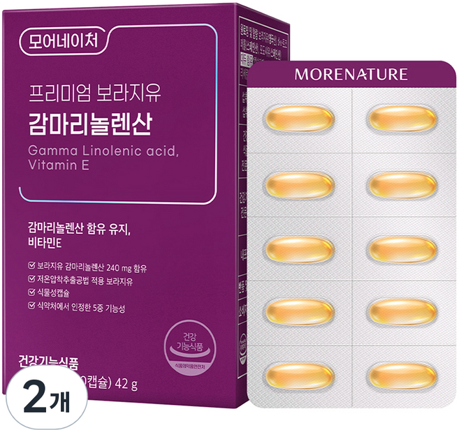 모어네이처 프리미엄 보라지유 감마리놀렌산, 60정, 2개